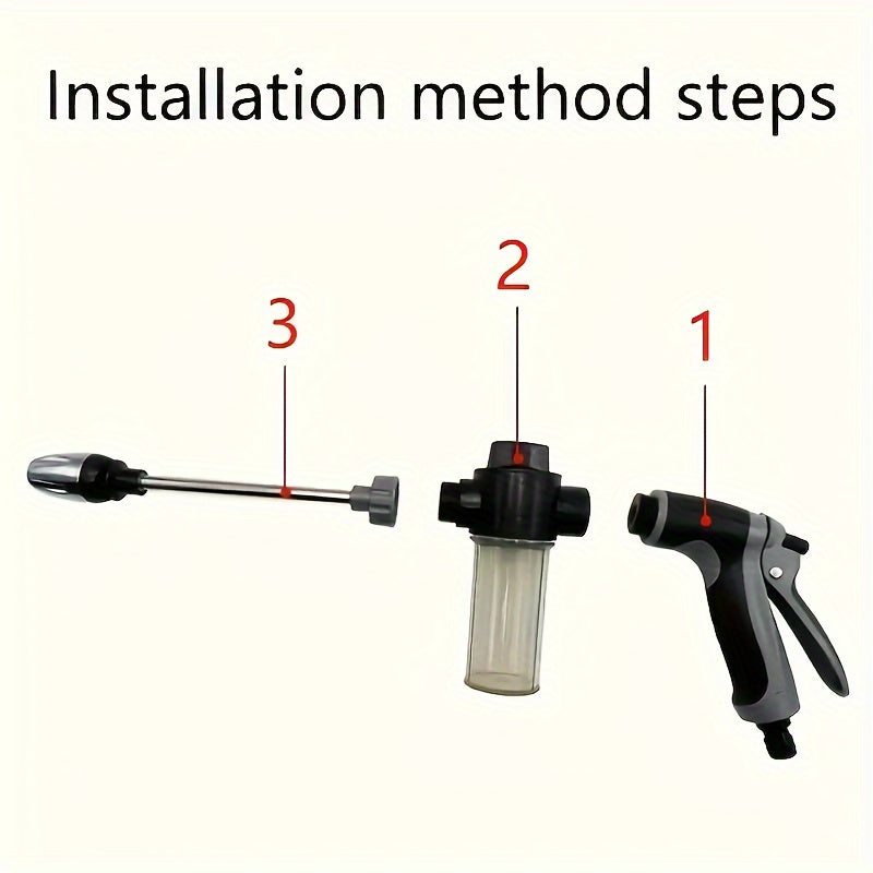 AQUABLAST - High-Pressure Garden Water Gun with Foam Cannon and Long Handle Sprayer