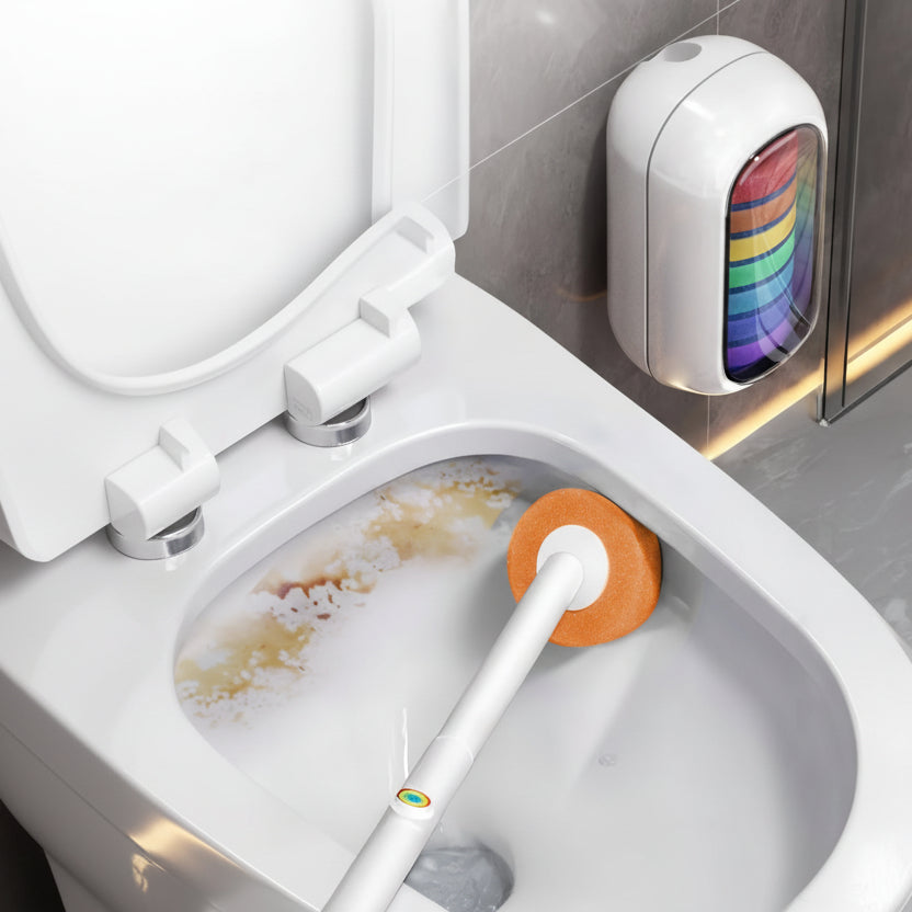 CLEANHUB - Space-Saving Toilet Brush with Durable Plastic Base