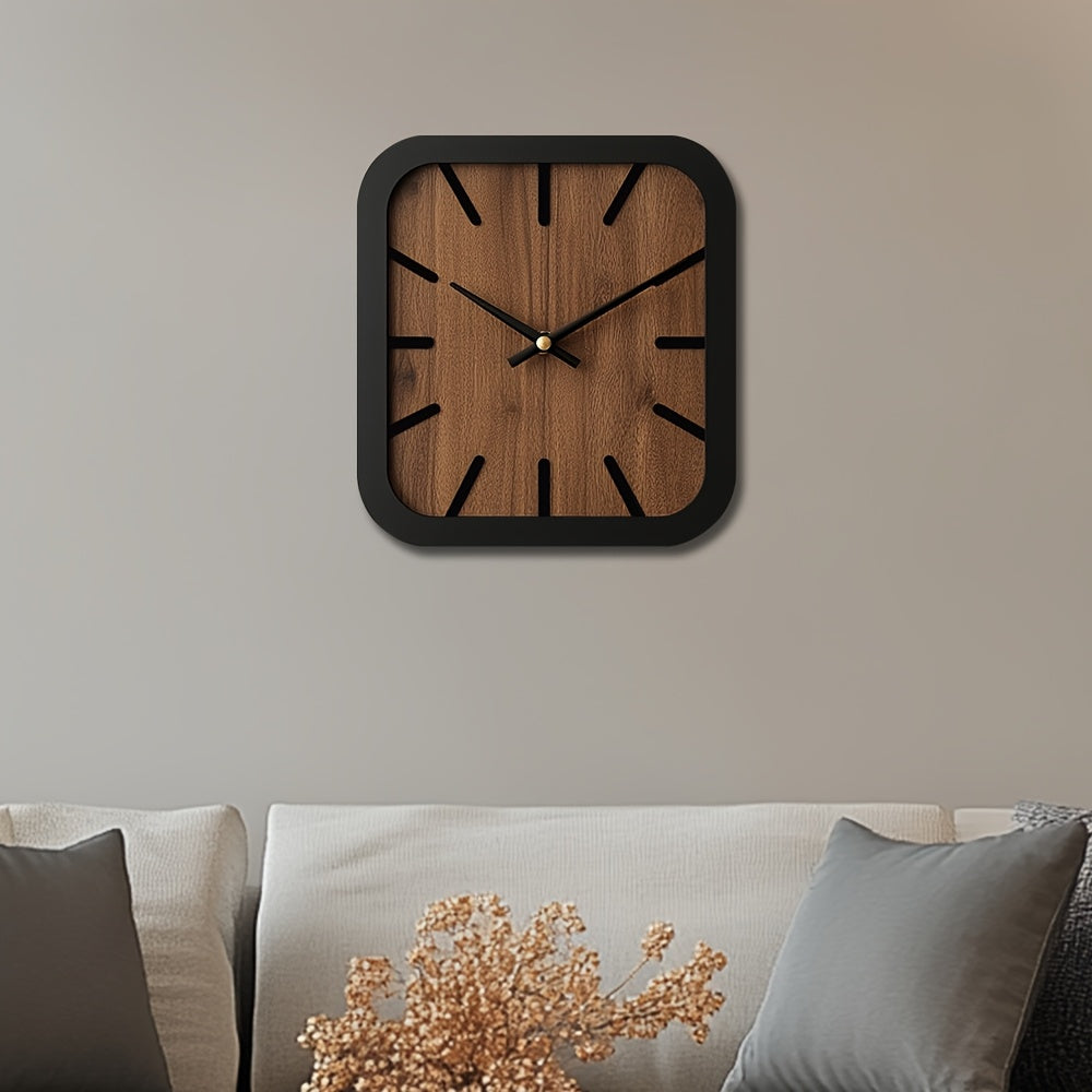 NATURCLOCK - Handcrafted Wooden Square Clock Battery Operated Decorative Piece