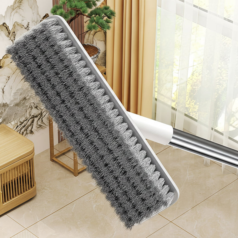 SCRUBFORCE - Rotating Floor Brush with Long Handle & Scraper Edge