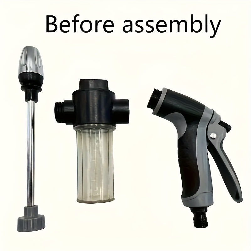 AQUABLAST - High-Pressure Garden Water Gun with Foam Cannon and Long Handle Sprayer