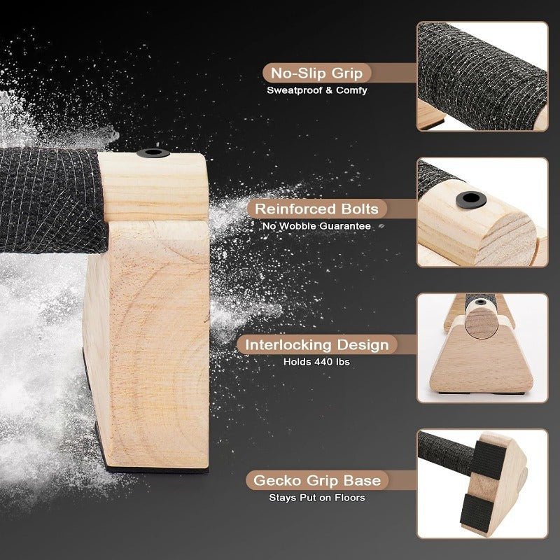 PARELLA BARS – Drewniane równoległe poręcze do pompek do stabilnego treningu siłowego w domu  