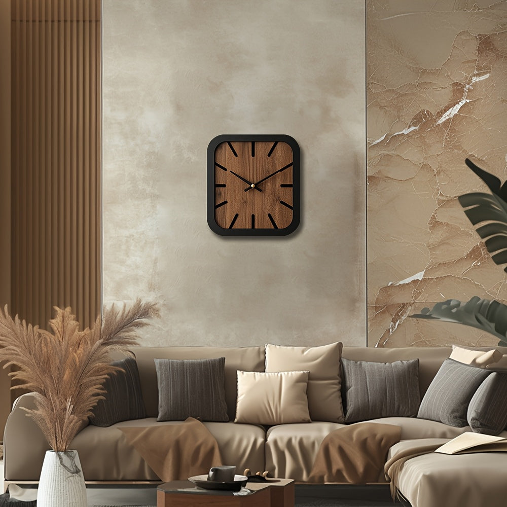 NATURCLOCK - Handcrafted Wooden Square Clock Battery Operated Decorative Piece