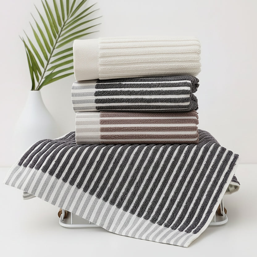 STRIPTEX – Cotton Striped Hanging Loop Towels Set