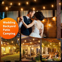 SOLARA - 100FT Solar String Lights Outdoor Commercial Grade LED with Dimmable Yellow ST38 Bulbs