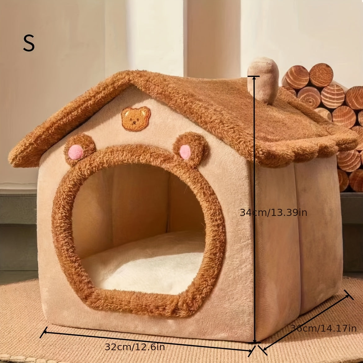 PAWNEST - Warm Enclosed Cat House Plush Bed for Winter Comfort