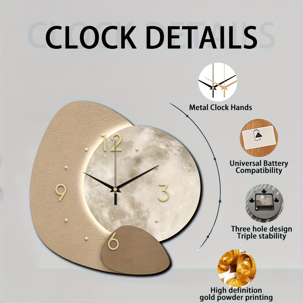 ECLIPSEWOOD - Designer Wooden Wall Clock with Golden Highlights
