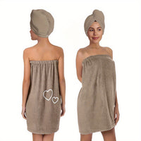 AQUARELLE - Minimalist Solid Bathrobe and Towel Set Lightweight Quick-Dry Easy Bath Wrap Essentials