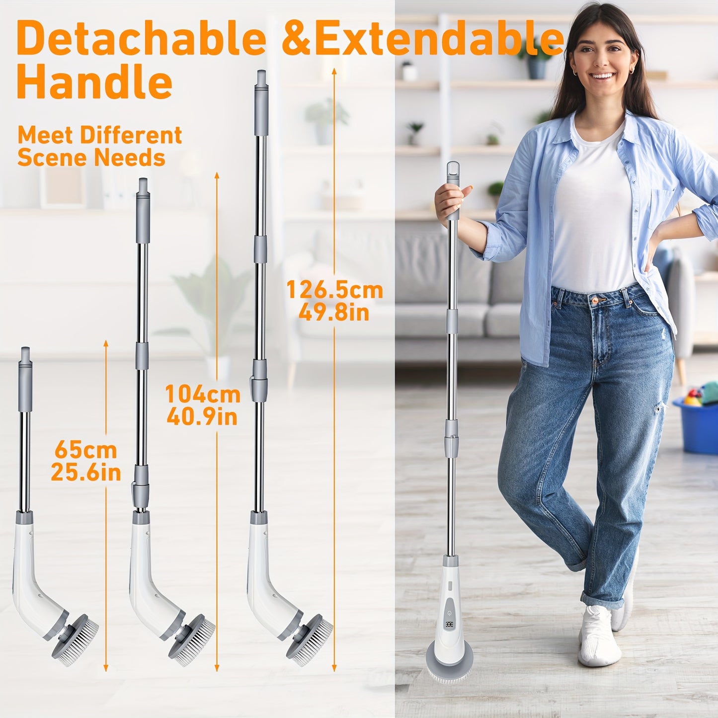 HOMESWEEP - Rechargeable Electric Spin Scrubber with Detachable Handle