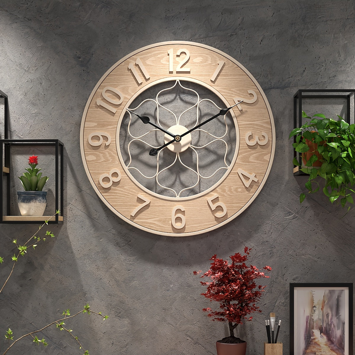 IRONWOOD CLOCK – Vintage Iron & Wood Wall Statement Clock