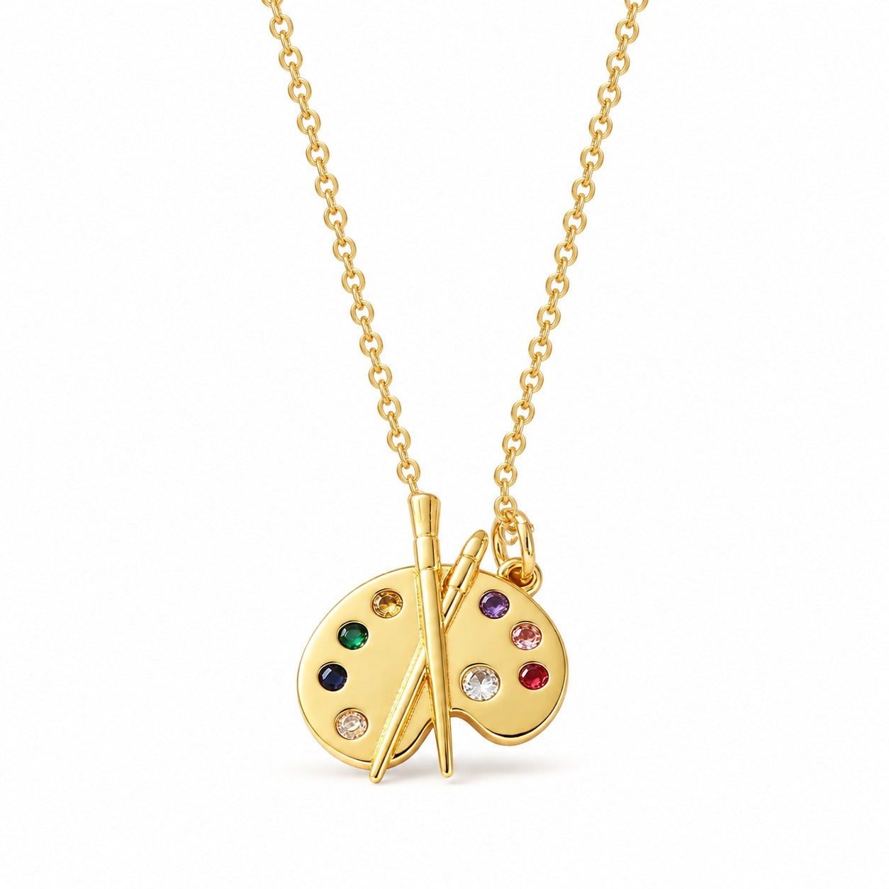 PALETTELUXE – Artist Palette Pendant Necklace with Gemstone Accent