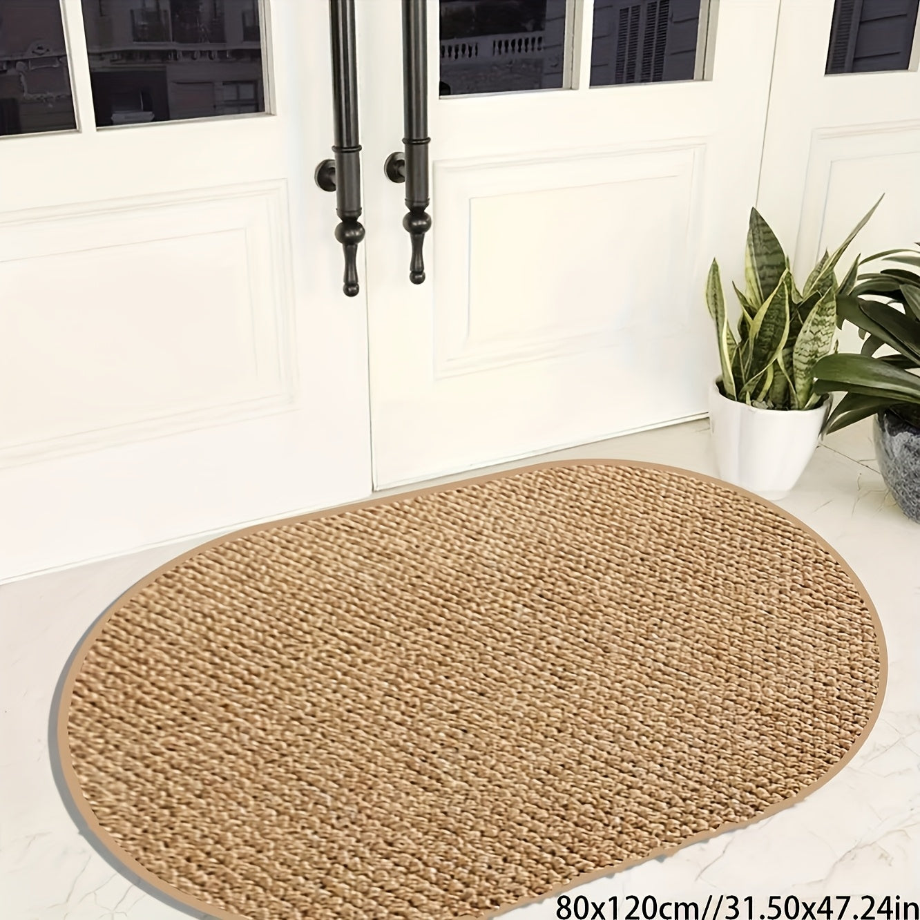 SCANDIROOTS - Oval Brown Nordic Entryway Rug Multi-Use Kitchen & Bathroom Door Mat