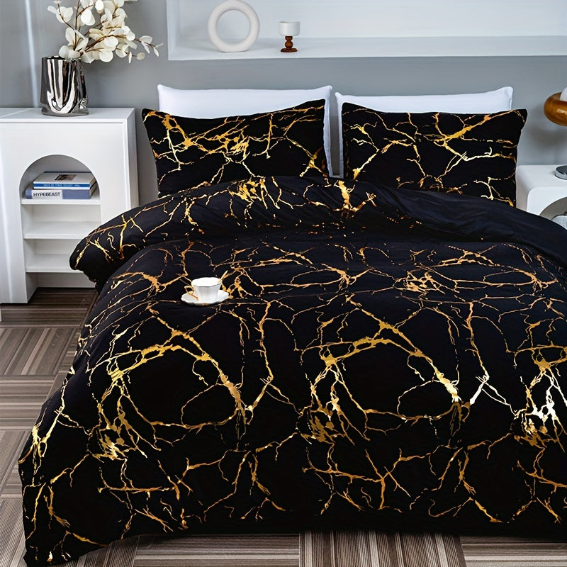 GOLDSHIM – Classic Golden Foil Texture Bedding Set