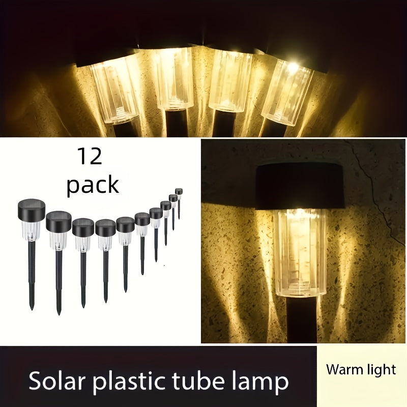 SUNELARA - Warm Ambient Solar Pathway Stake Lights for Courtyard & Lawn 12pcs