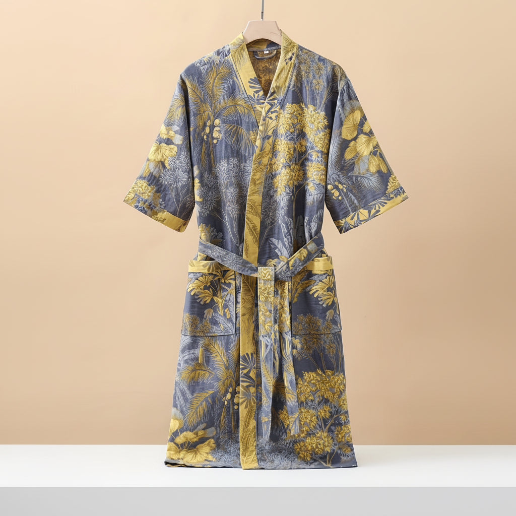 LUXELOOM - Premium 100% Cotton Double-Layer Gauze Pajama Set Unisex Mid-Length for All Seasons
