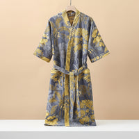 LUXELOOM - Premium 100% Cotton Double-Layer Gauze Pajama Set Unisex Mid-Length for All Seasons