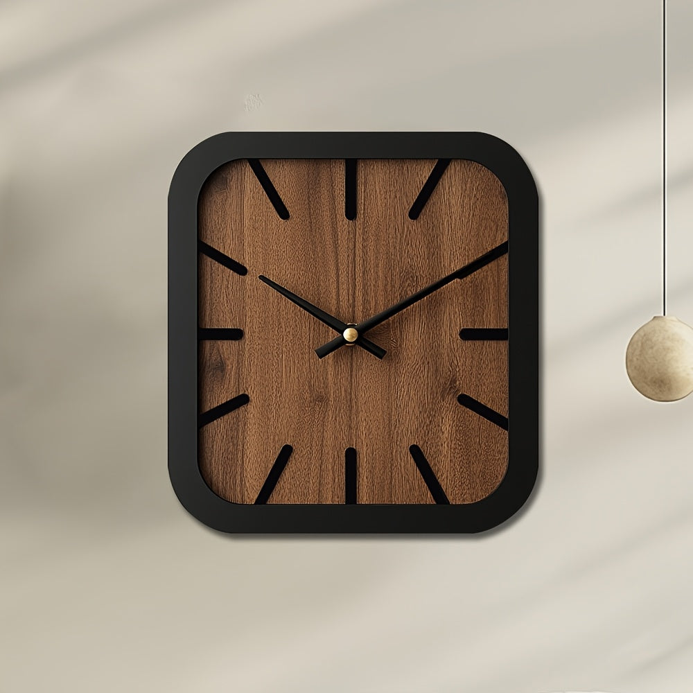 NATURCLOCK - Handcrafted Wooden Square Clock Battery Operated Decorative Piece