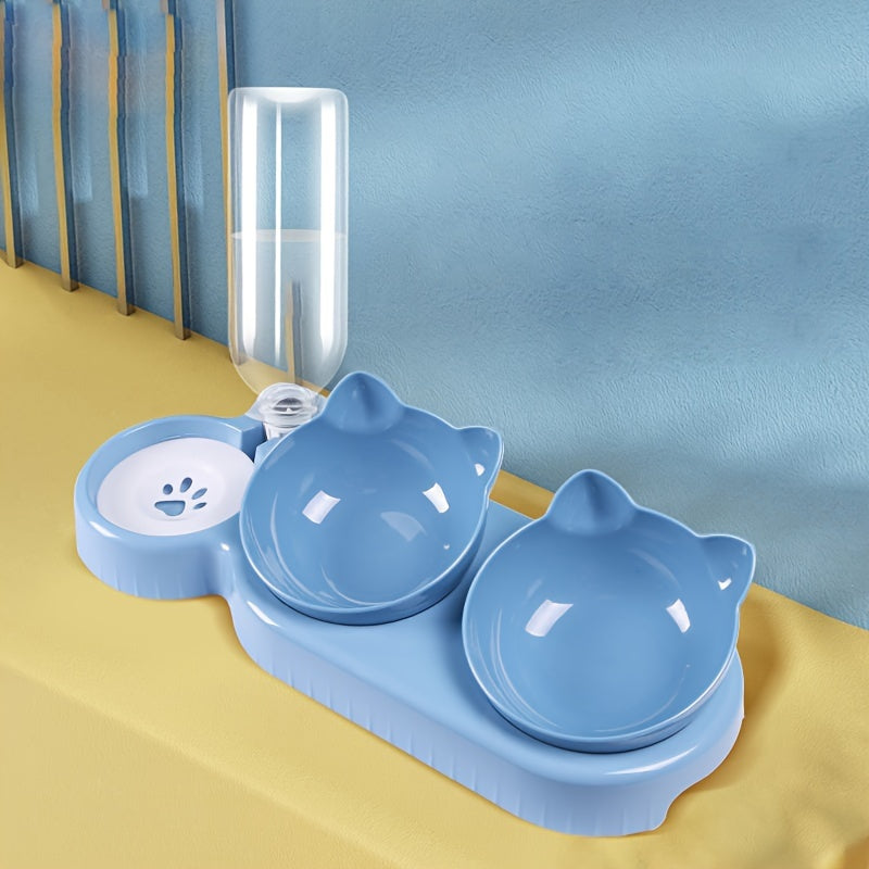 CATNIBBLE - Tilted Bowls with Gravity Water System and Protective Neck Design