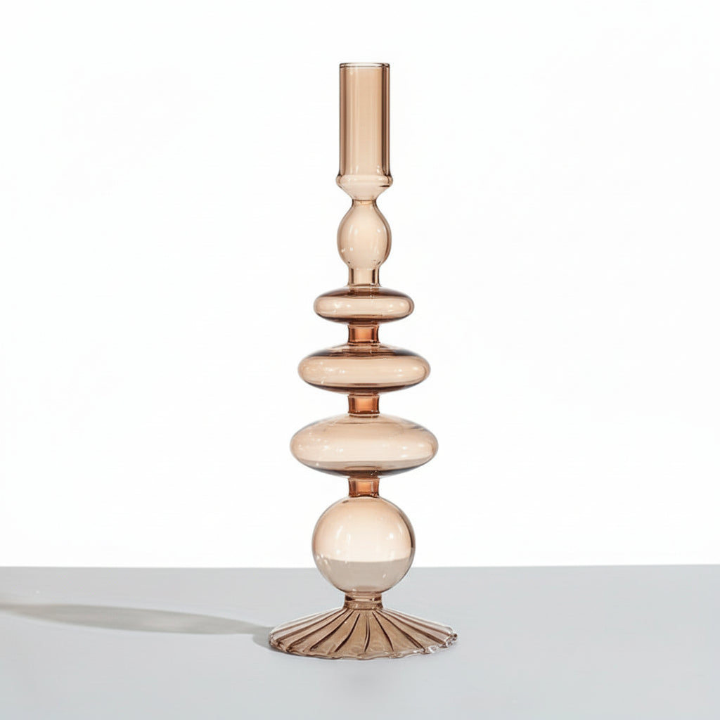 AURAVINE - Minimalist Glass Candle Holder Vase Decorative Art Piece