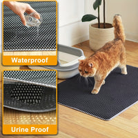 PAWCATCHER - Honeycomb Waterproof Cat Litter Mat Odor Control & Washable