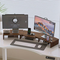 DUALDESK - Adjustable Dual Monitor Mount with Laptop & Accessory Organizer