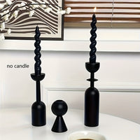TRIO NOIRWOOD – Elegant Black Wooden Candle Holders
