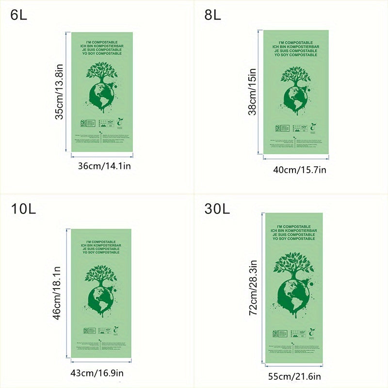ECOBINZ - Extra Thick Compostable Food Waste Bags 6L/8L/10L/30L 3 Gallon, 50/25 Count Roll