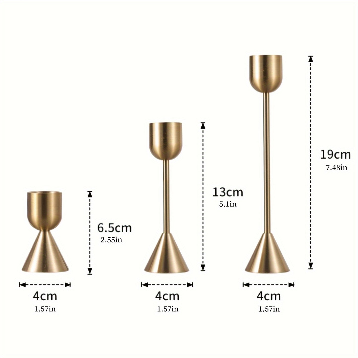 ELEGANTH - 3-Pack Copper Color U-Shaped Candlestick Holders
