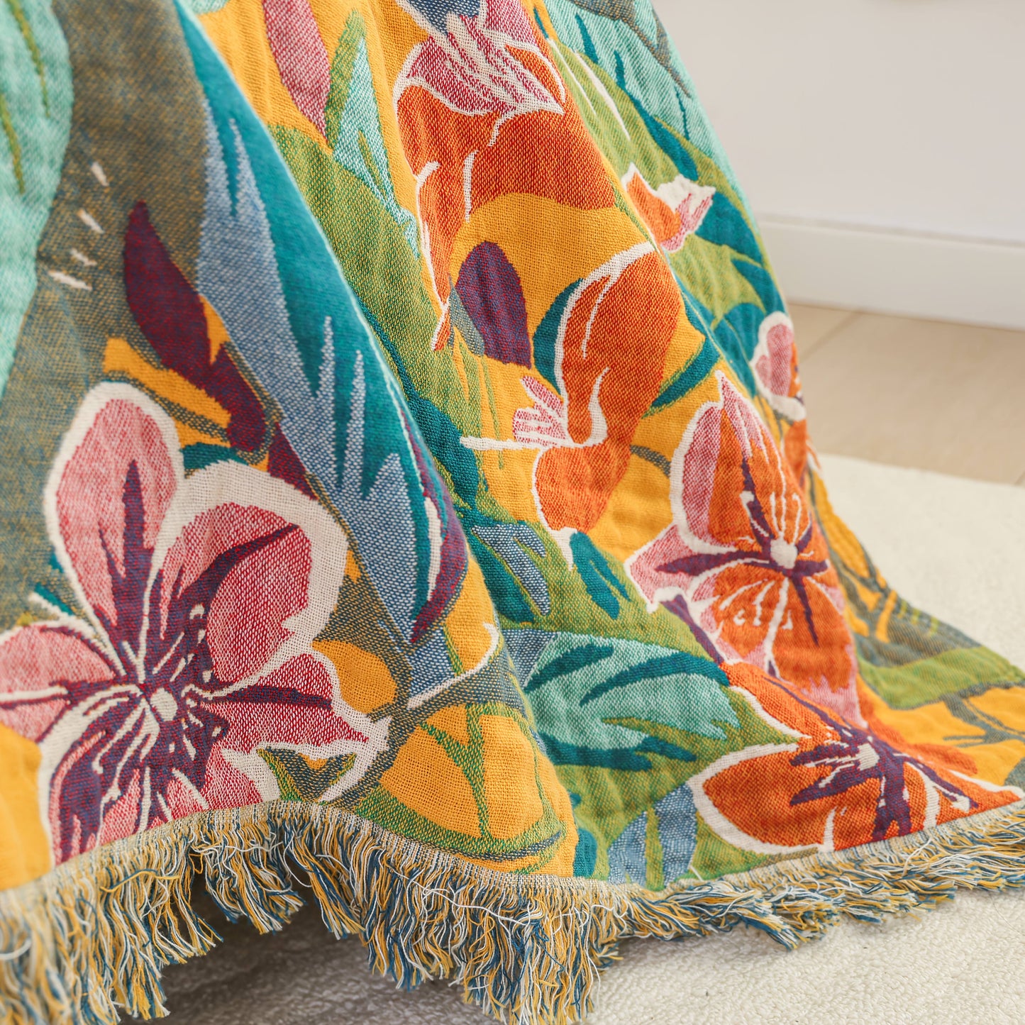 PUREBLOOM – Breathable Cotton Jacquard Summer Blanket for Cool Sleep Comfort