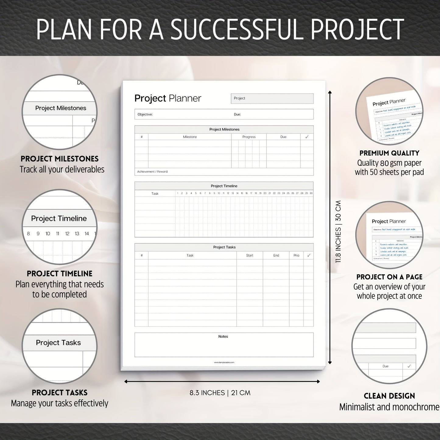 TASKFLOW - 50-Sheet Tear-Out Planning Journal for Projects & Time Management