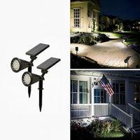 SOLARGLOW - Outdoor Solar Landscape Lights 2-Pack LED Spotlights with 3-Level Dimming & IP44 Waterproof