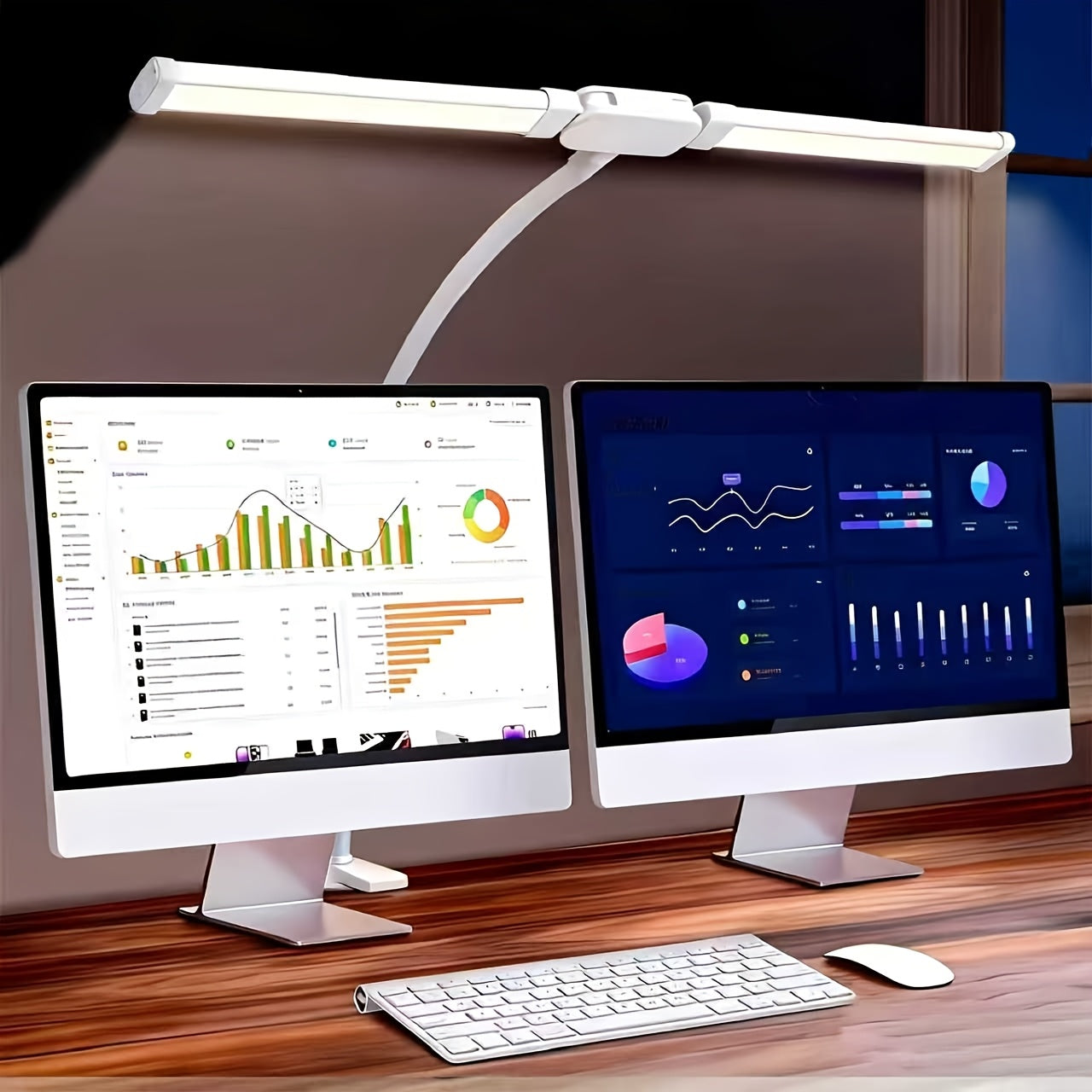 GLOWNEST - Modern USB Powered Dual-Head LED Table Lamp with Flexible Gooseneck