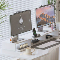 DUALDESK - Adjustable Dual Monitor Mount with Laptop & Accessory Organizer