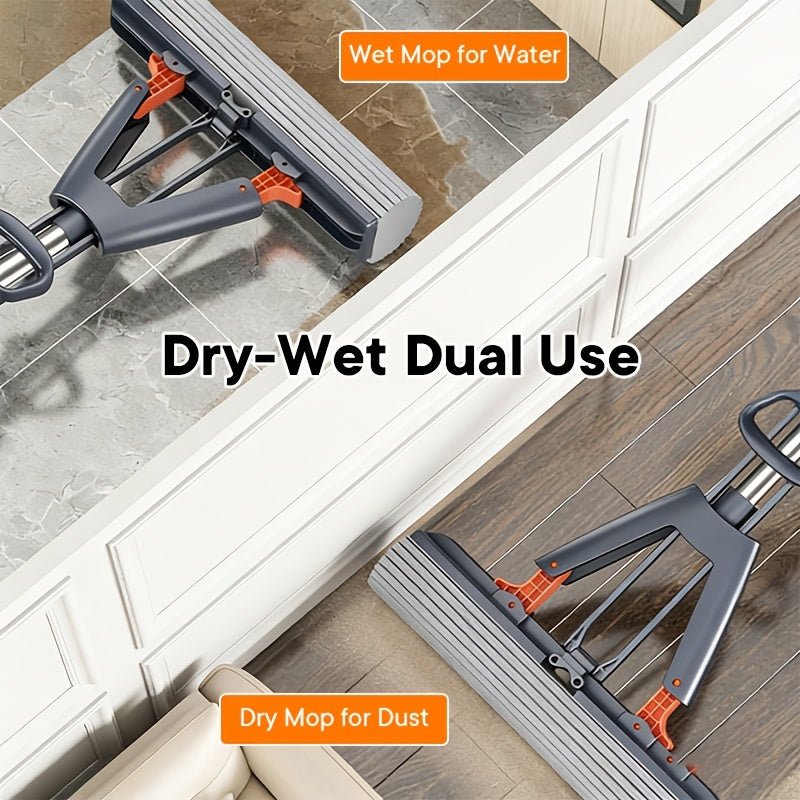 CLEANFLOW - High-Absorbency Sponge Squeeze Mop for Bathroom & Floors