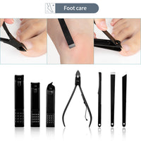 GROOMIX - 15pcs Classic Black Nail Care Set for Hands, Feet & Face Stainless Steel Tools