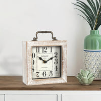 CABINCO - Rustic Wooden Shelf Clock with Glass Cover for Home Decor