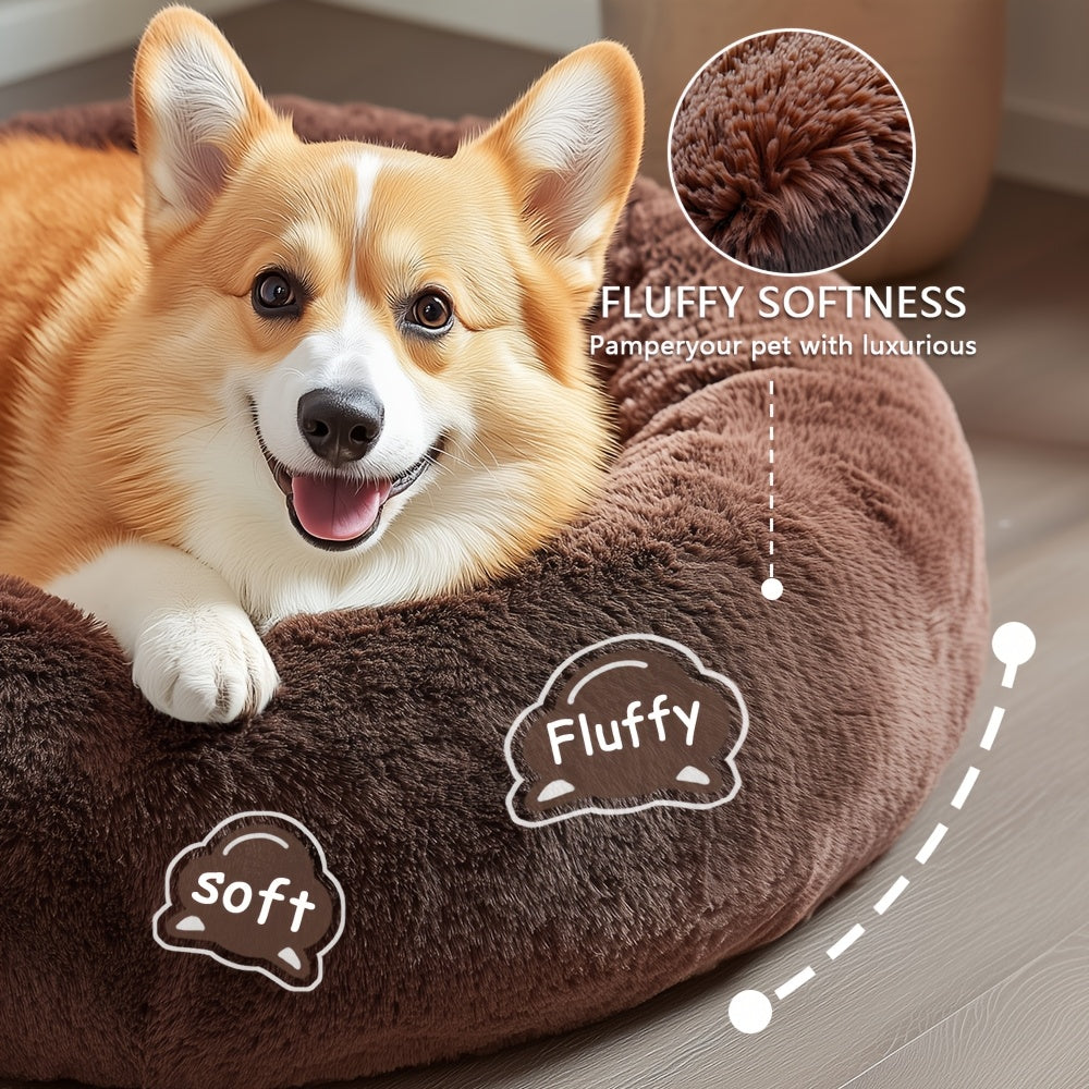 HUGAFUR - Soft Faux Fur Donut Pet Bed for Small to Large Dogs & Cats