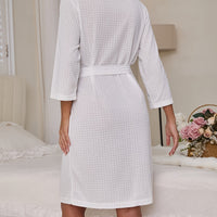 RELAXLUXE - Unisex Lightweight Double-sided Waffle Bathrobe with Belt for Home & Spa