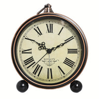 ELEGANTIME - European Vintage Metal Bedside Alarm Clock Silent Analog Large Display