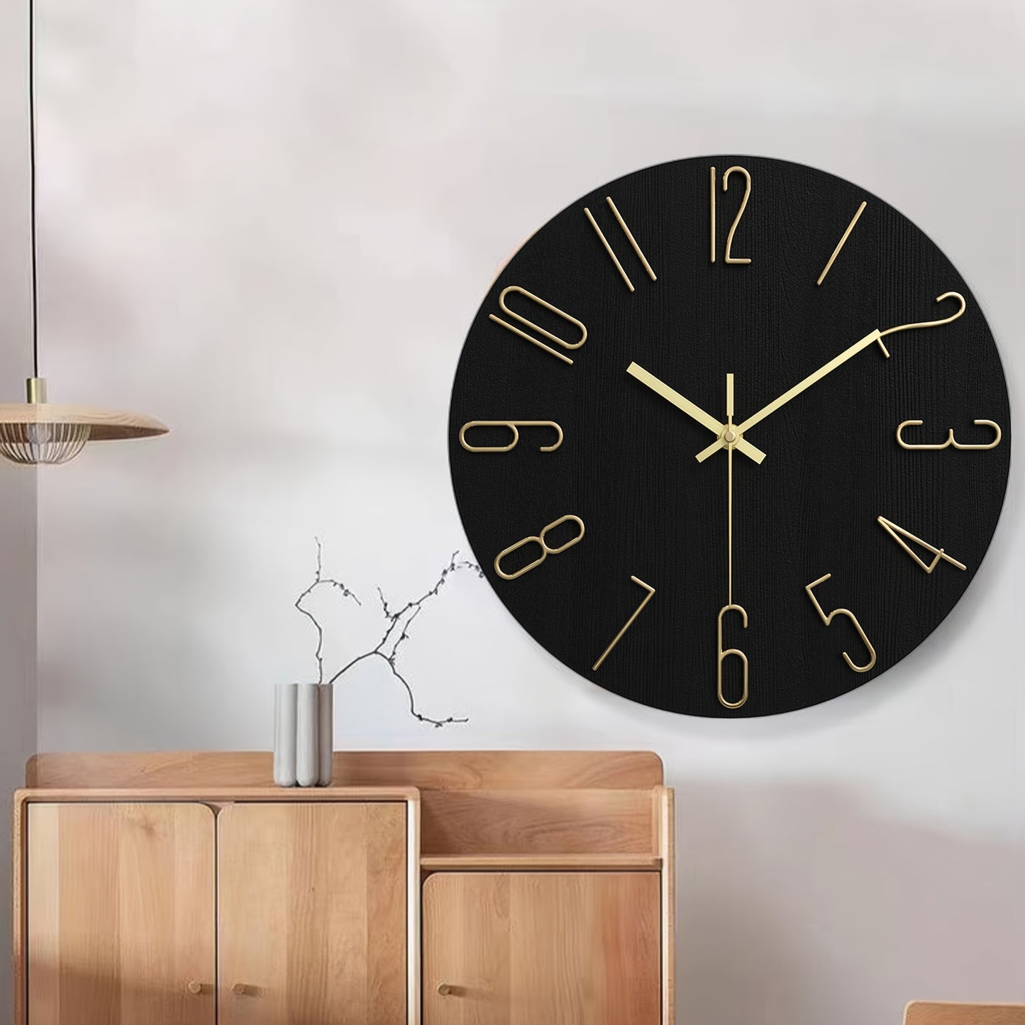 LUMINAIR - Modern Minimalist Round Wall Clock Rimless Design Black & Gold