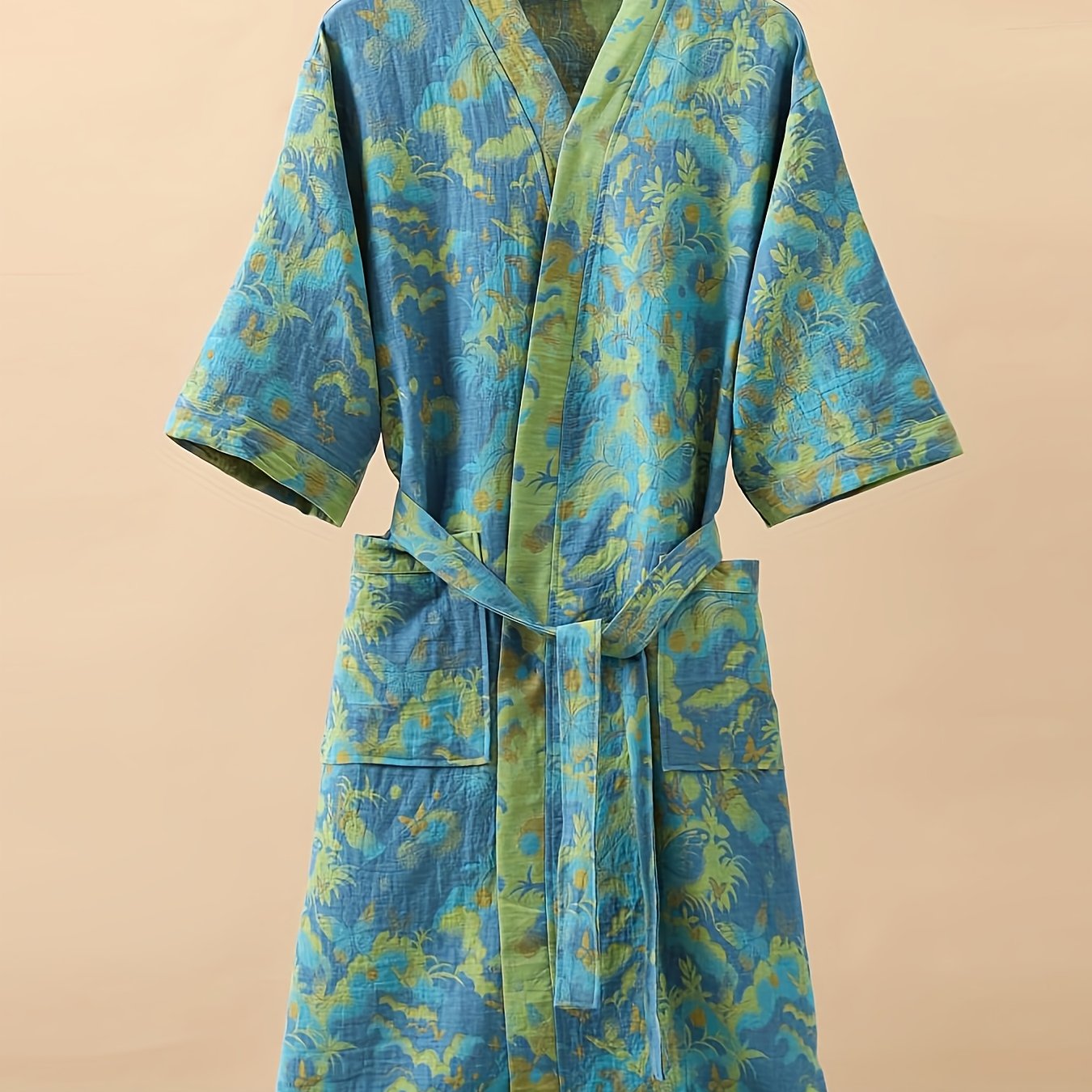 LUXELOOM - Premium 100% Cotton Double-Layer Gauze Pajama Set Unisex Mid-Length for All Seasons