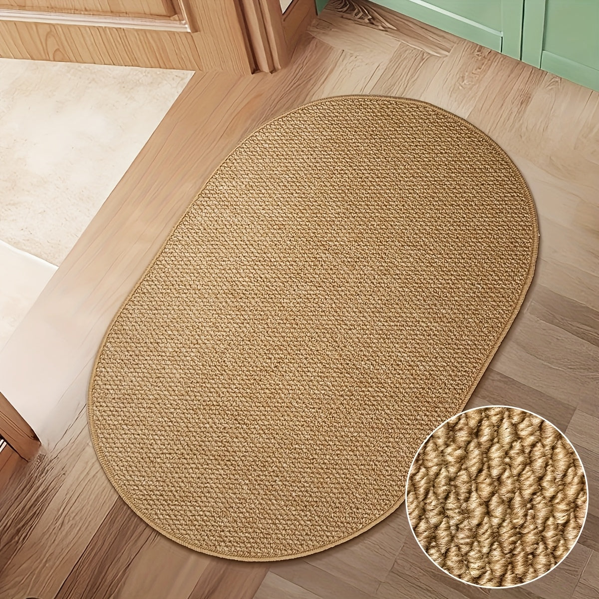 SCANDIROOTS - Oval Brown Nordic Entryway Rug Multi-Use Kitchen & Bathroom Door Mat
