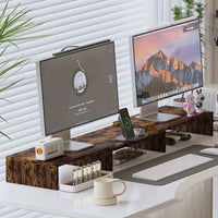 DUALDESK - Adjustable Dual Monitor Mount with Laptop & Accessory Organizer