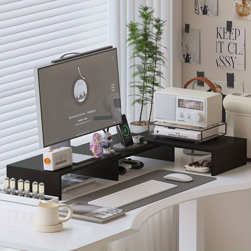 DUALDESK - Adjustable Dual Monitor Mount with Laptop & Accessory Organizer