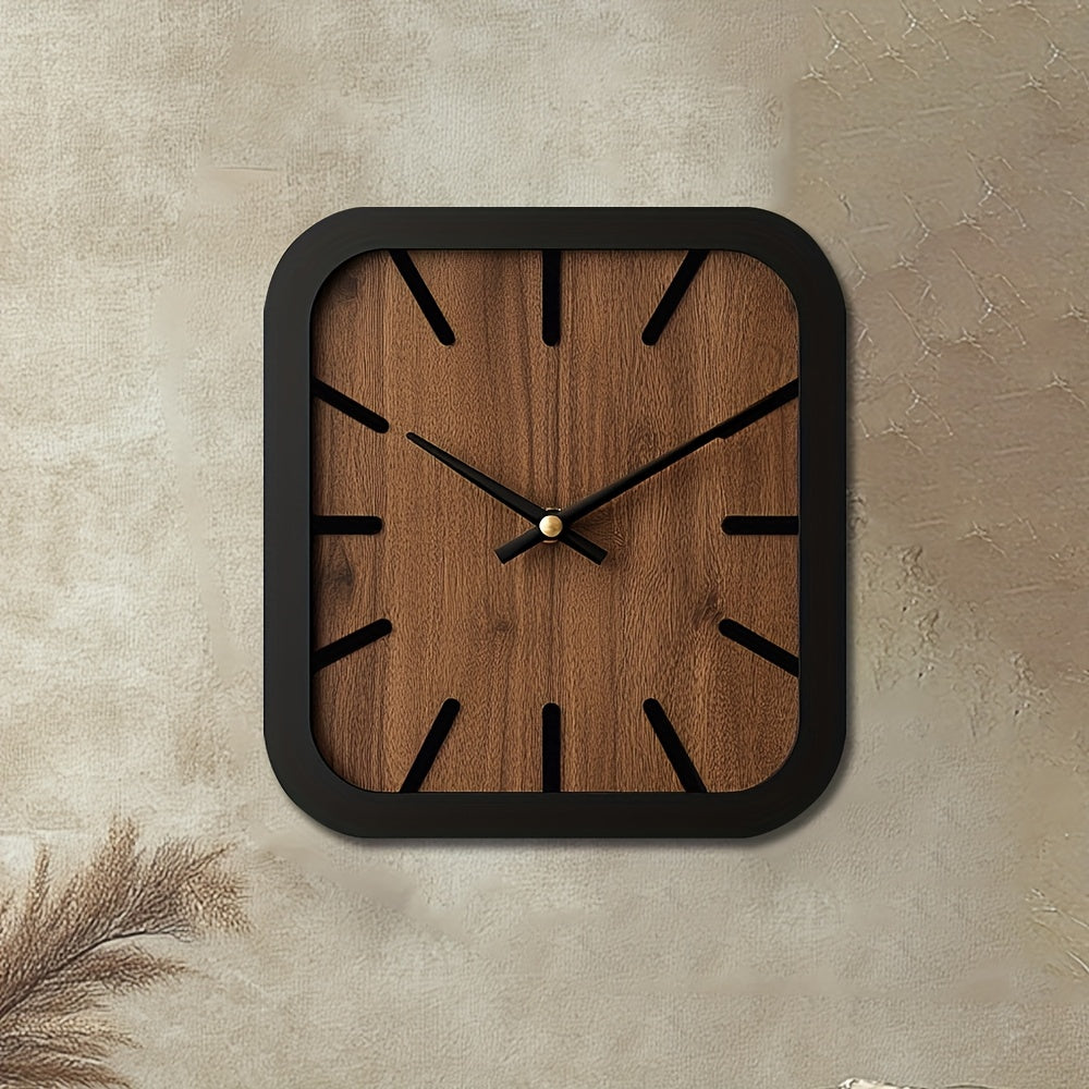 NATURCLOCK - Handcrafted Wooden Square Clock Battery Operated Decorative Piece