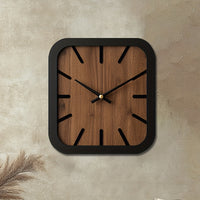 NATURCLOCK - Handcrafted Wooden Square Clock Battery Operated Decorative Piece