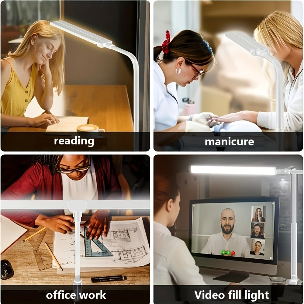 GLOWNEST - Modern USB Powered Dual-Head LED Table Lamp with Flexible Gooseneck