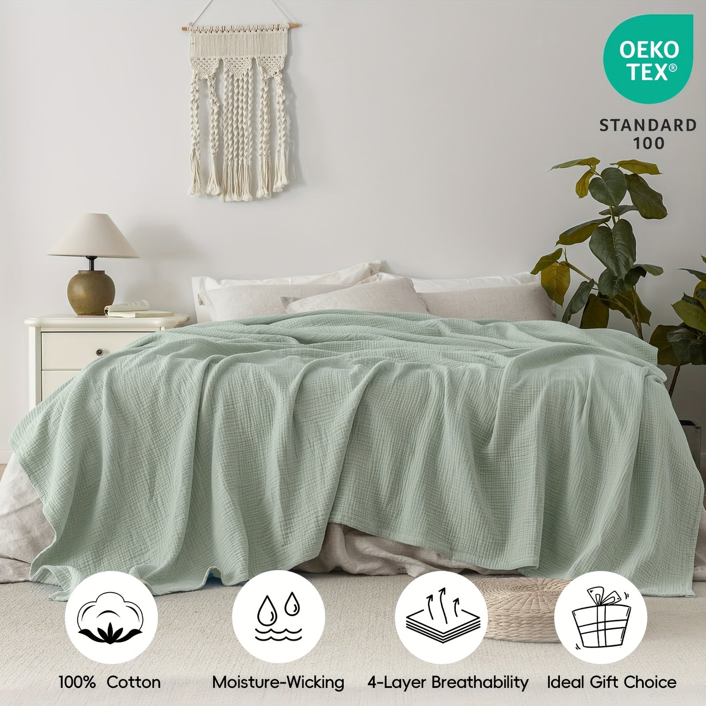 CLOUDSOFT - Ultra-Soft Cotton Blanket for Breathable Everyday Comfort