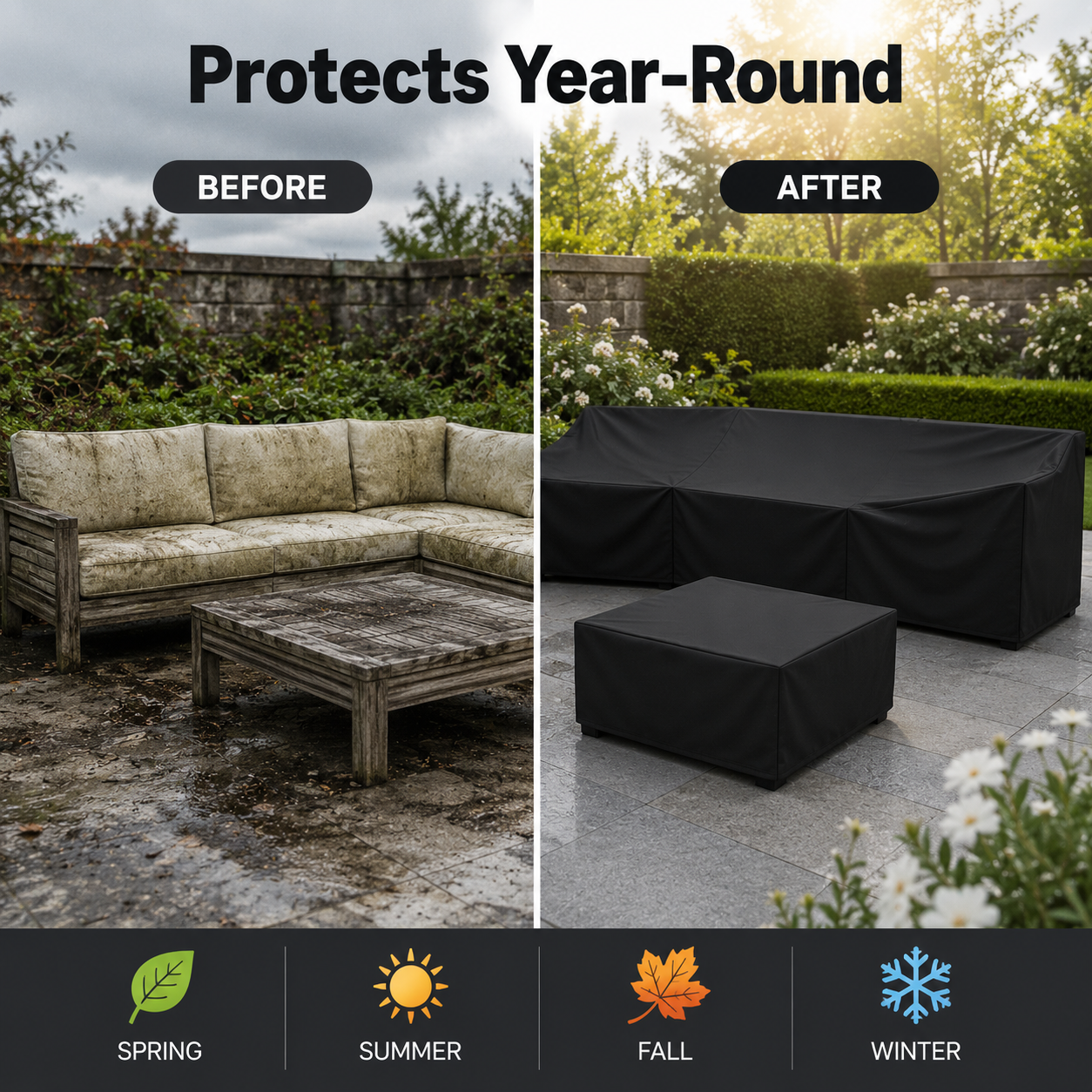 EVERDRAPE - Furniture Cover with UV & Rain Protection for Backyard Furniture