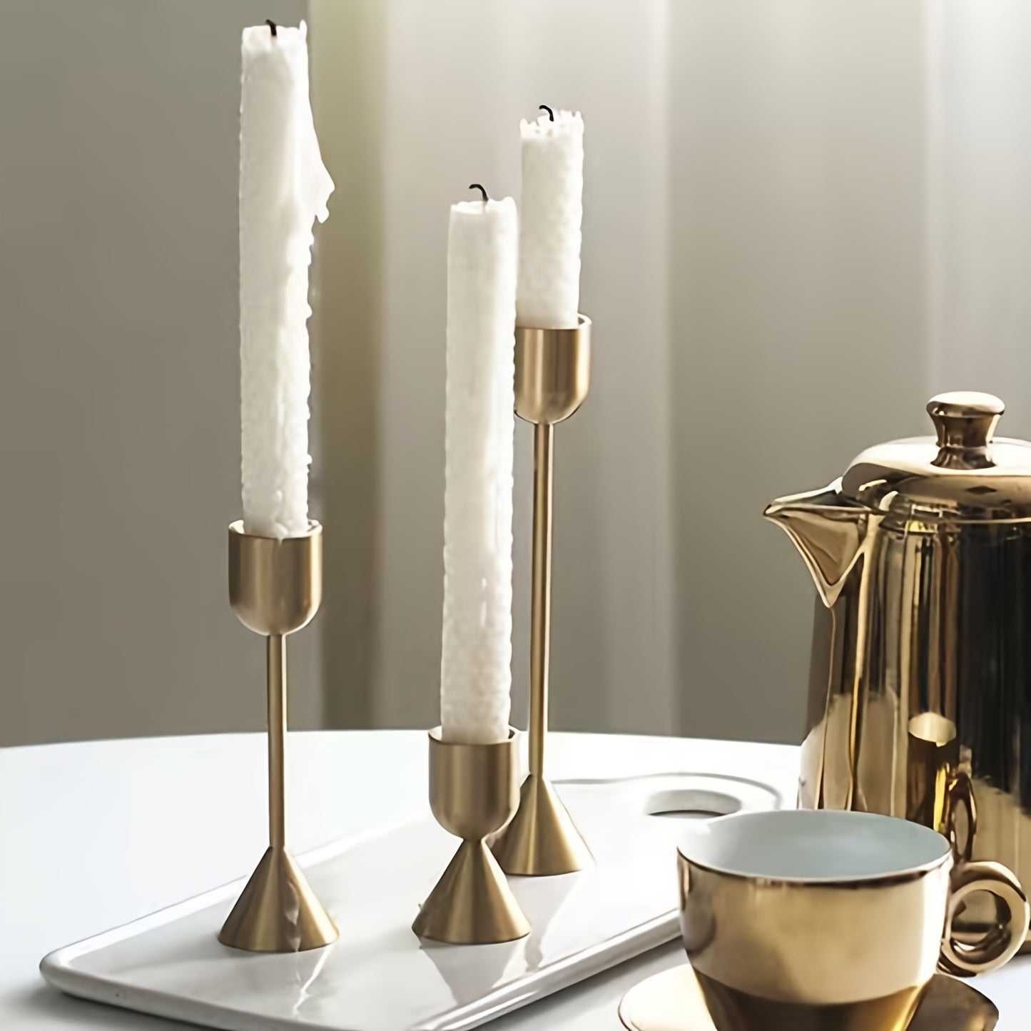 ELEGANTH - 3-Pack Copper Color U-Shaped Candlestick Holders